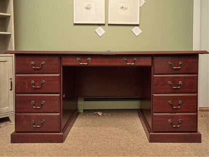 Cherry Finish Veneer  6 Drawer Desk