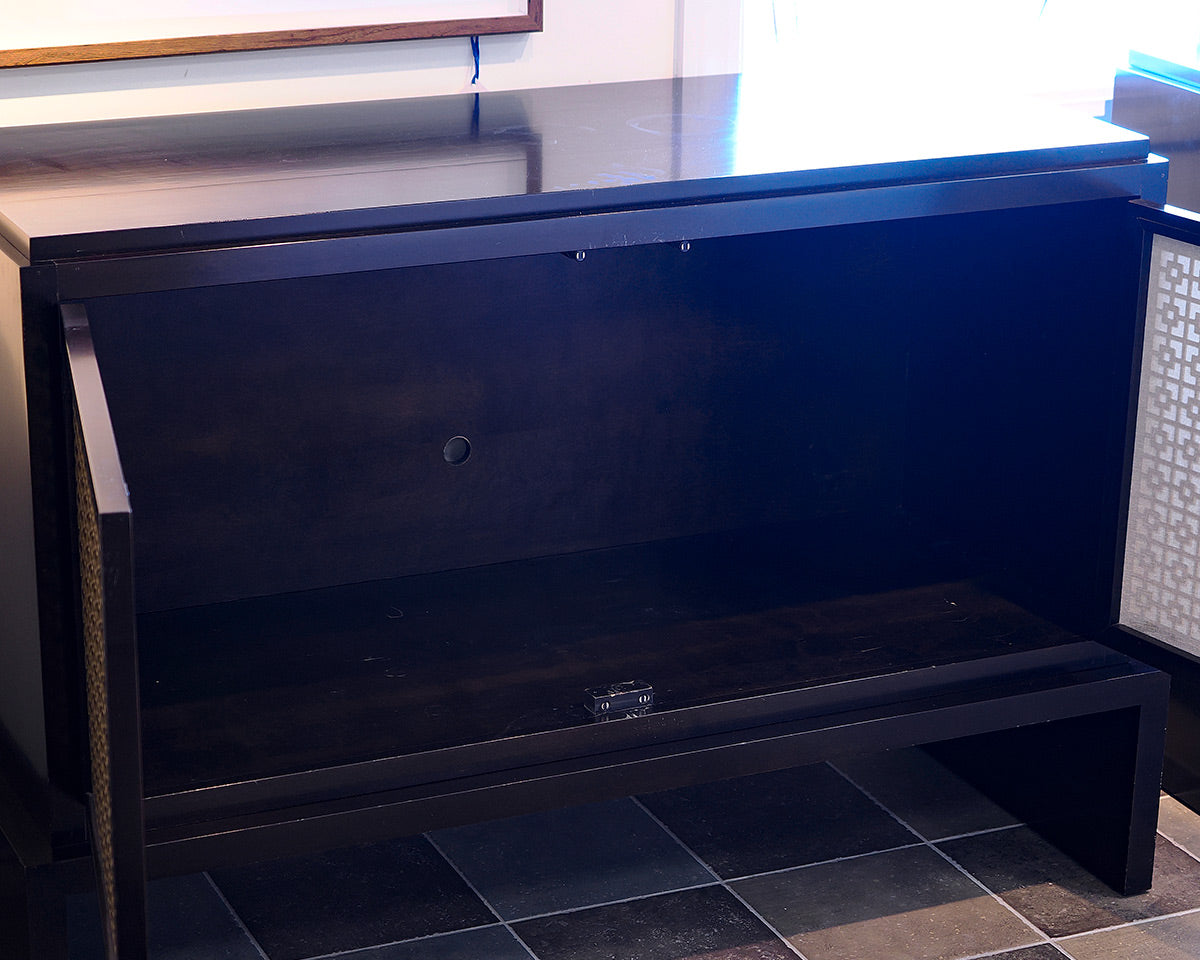 Storage Console Cabinet With Brass Metal Inlay