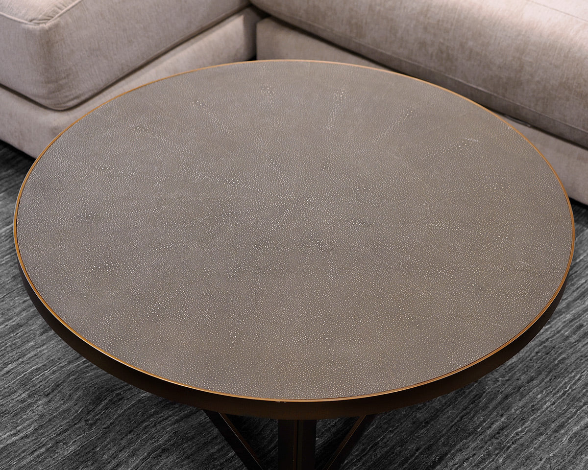 Four Hands Ebba Faux-Shagreen Round Coffee Table