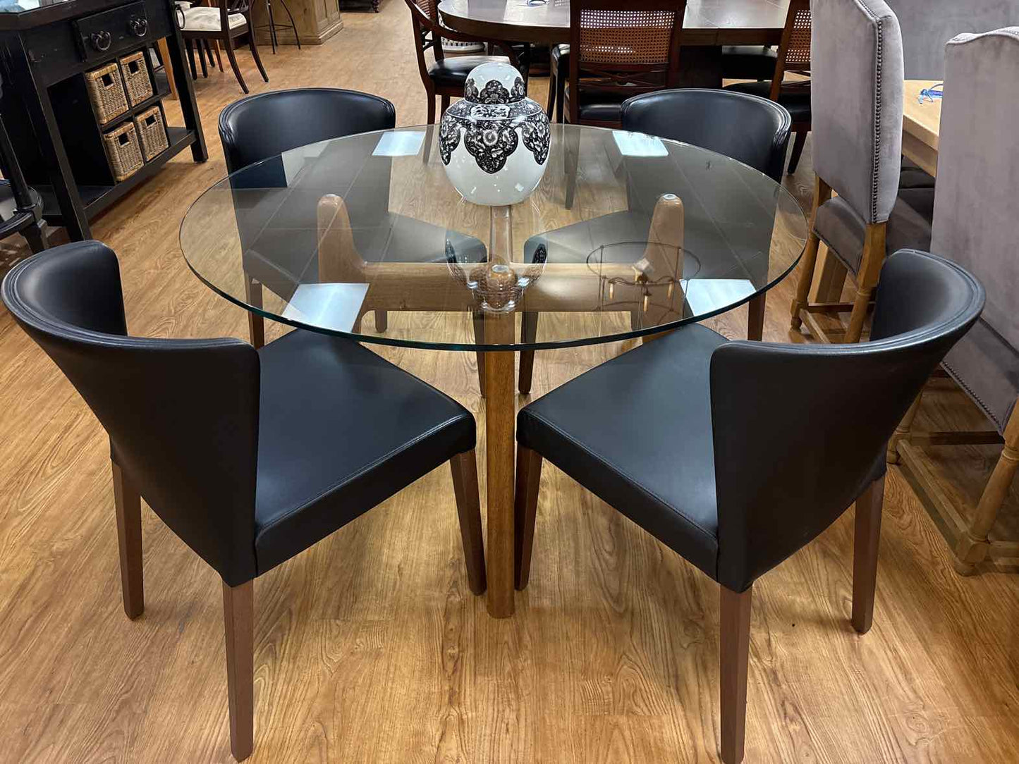 Crate & Barrel 'Tate' Glass Top Dining Table