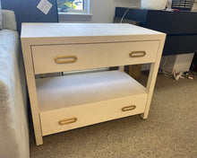 Pair of Mitchell Gold + Bob Williams Grasscloth Nightstands in White Finish