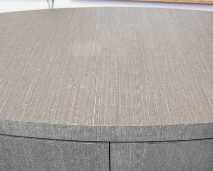 Grasscloth Wrapped Custom Oval 2-Door Accent Chest in Grey/Green