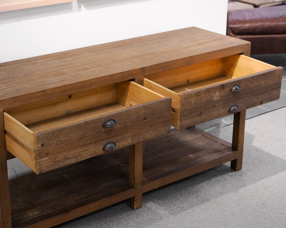 Rustic Two-Drawer Console Table