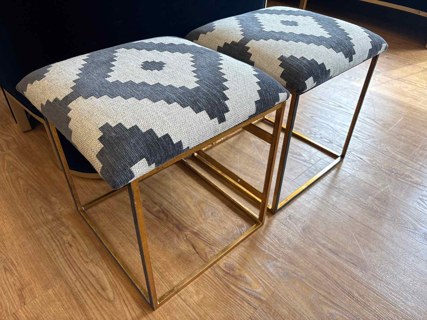 Pair of Antique Gold Frame Ottomans