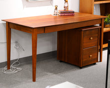 Cherry Sleek One Drawer Desk and Rolling File Cabinet