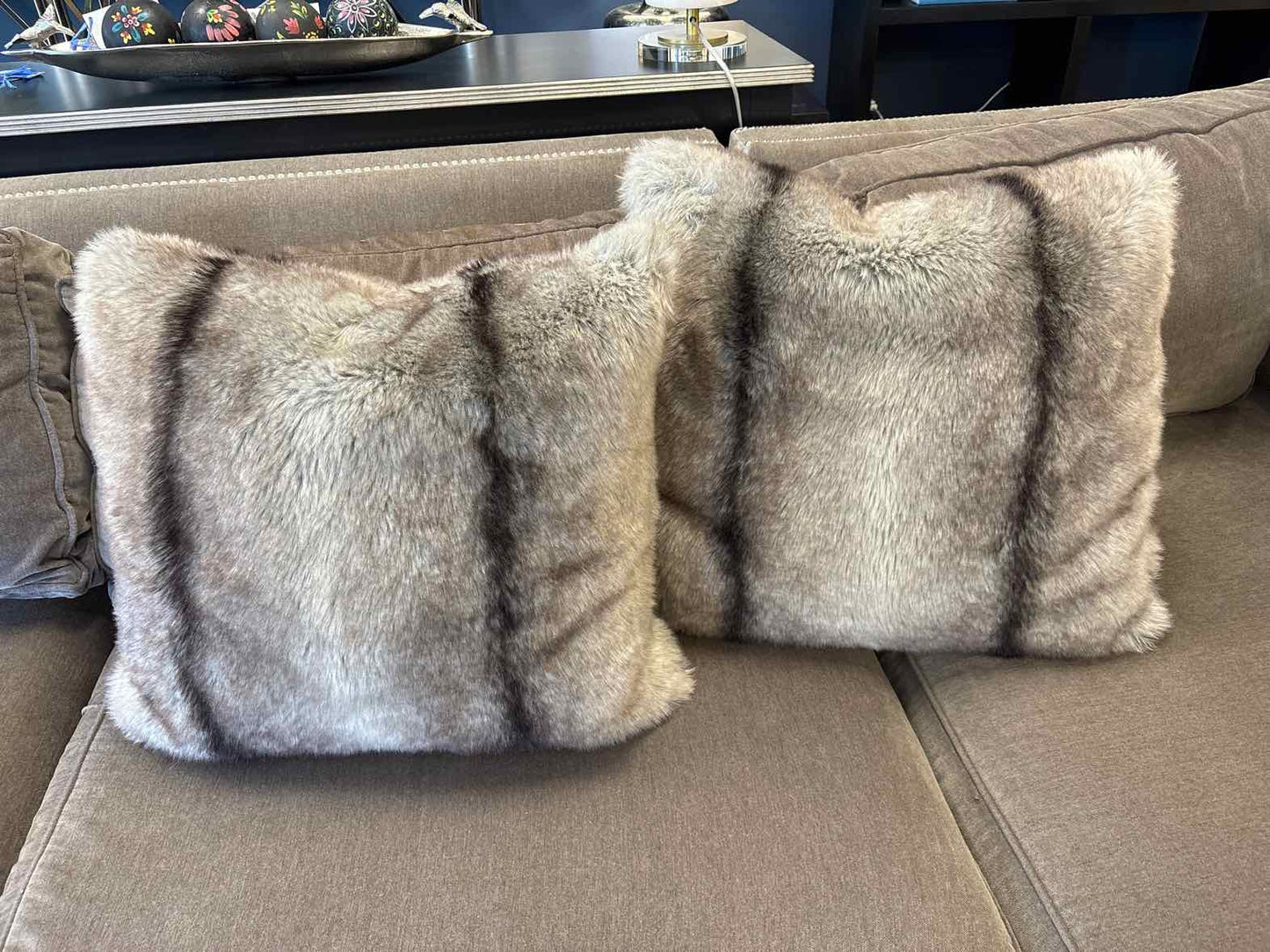 Pair of Faux Fur Accent Pillows