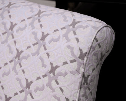 Upholstered Settee with Rolled Arms and Turned Legs