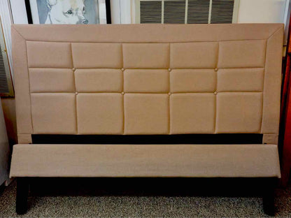 Full Sand Color Upholstered  Button Back  Headboard Bed