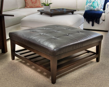 Boston Interiors Square Bonded Leather Ottoman