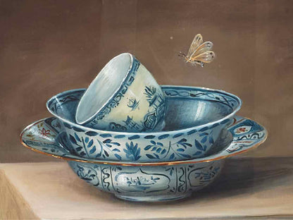 "Traditional Bowl II" Matted Print in Black & Silver Frame