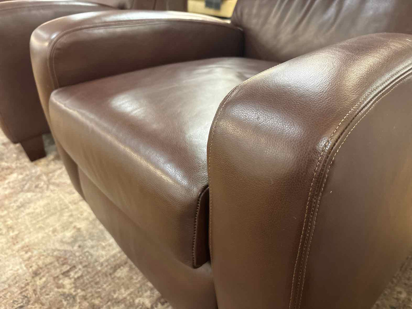 Barcalounger Pair of Chestnut Brown Leather Recliners