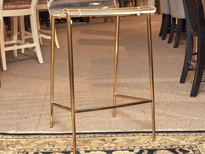 Set of 6 Acrylic Counter Stools with Gold Metal Base