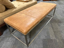Distressed Hazlenut Leather Bench