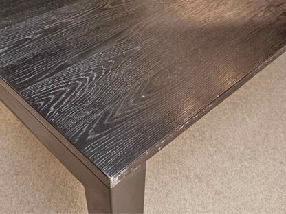 Shaker Style Black Finish Oak  Metal Legs Dining Table