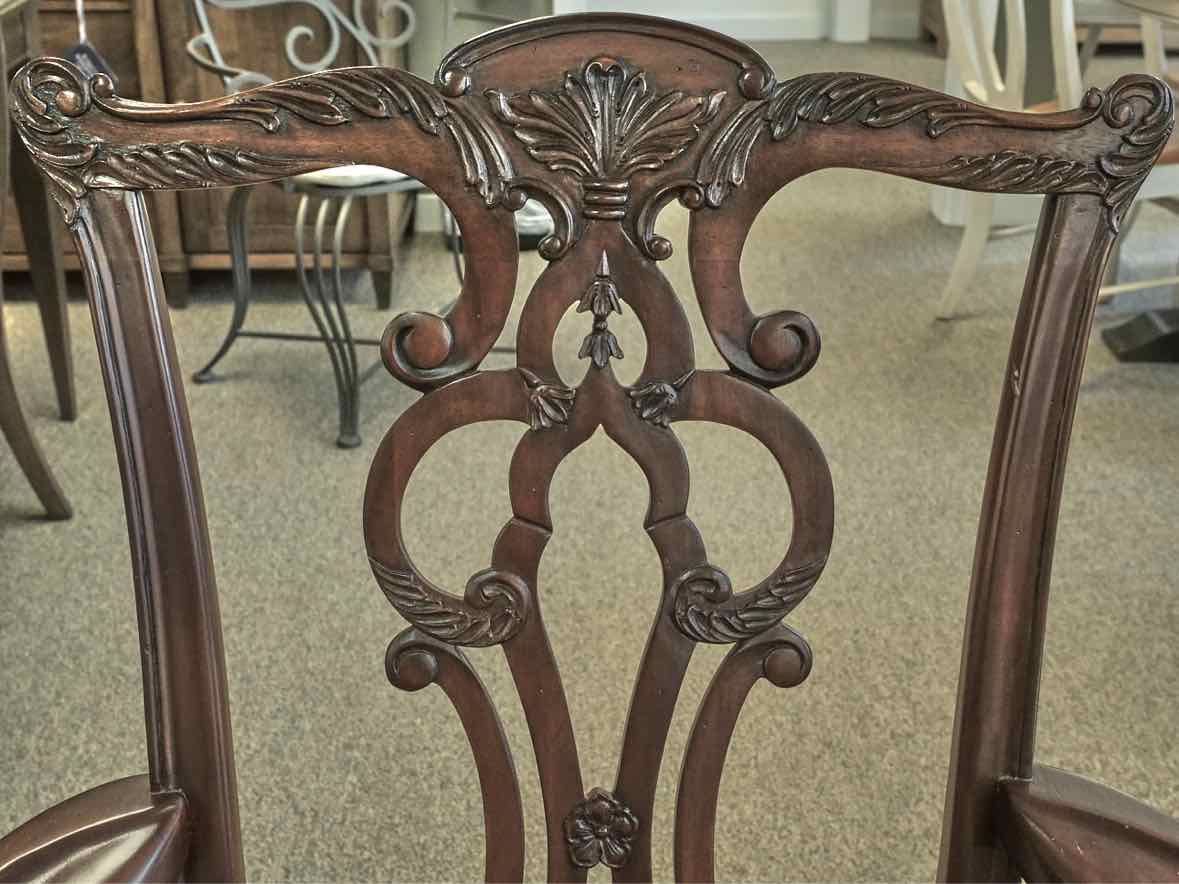 Ethan Allen Banded Mahogany Dining Table & Set of 8 Chairs