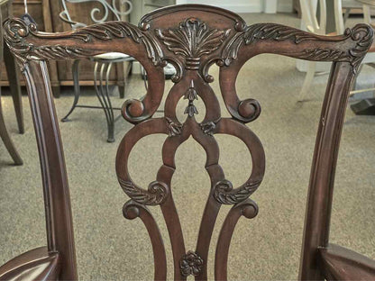 Ethan Allen Banded Mahogany Dining Table & Set of 8 Chairs