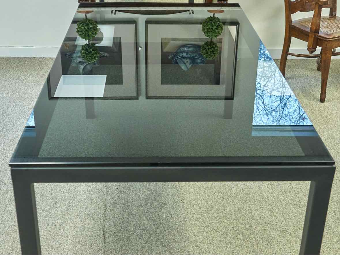 Room & Board Parsons Dining Table w/Smoked Tempered Glass