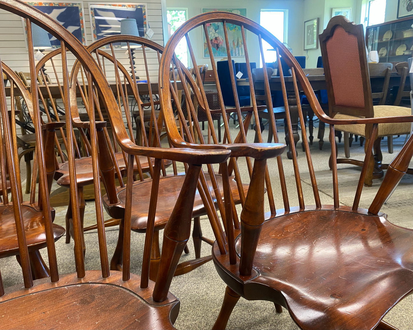 Set of 6 DR Dimes Bow Back Windsor Chairs