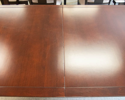 Bedard Maple Expanding Dining Table & Set of 6 Chairs in Dark Cherry Finish