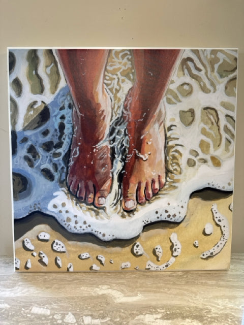 'Standing in the Waves' Framed Canvas