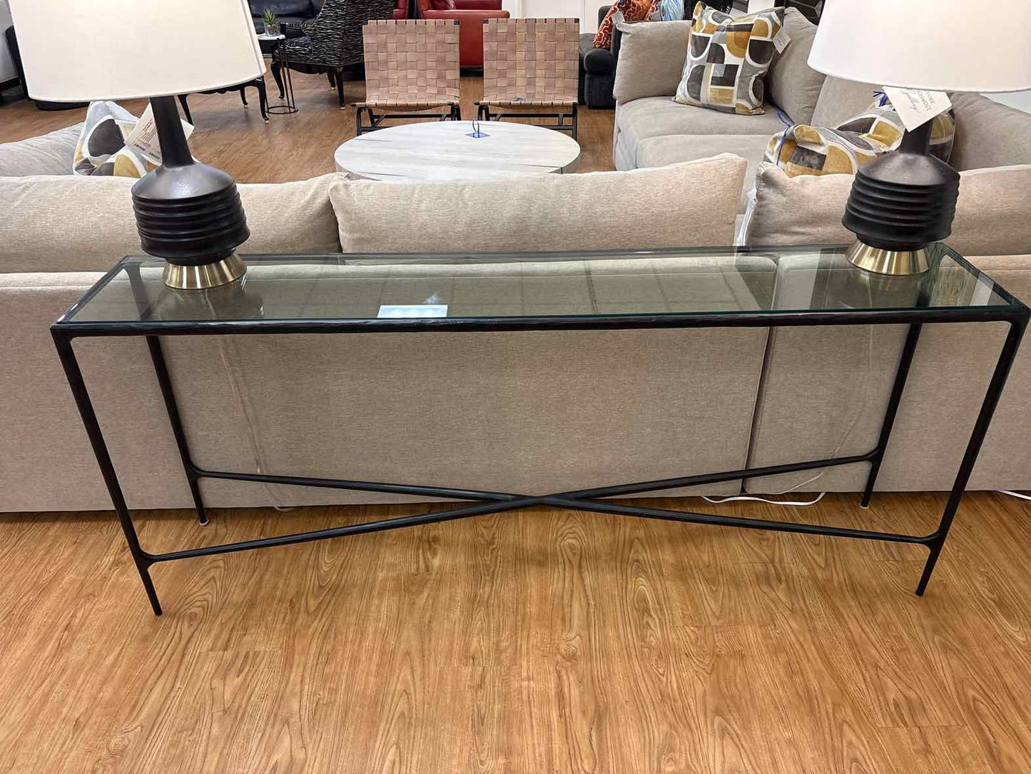 RH 'Thaddeus' Glass Top Console