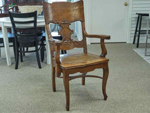 Pair of Pressback Oak Dining Arm Chairs with Cane Seats