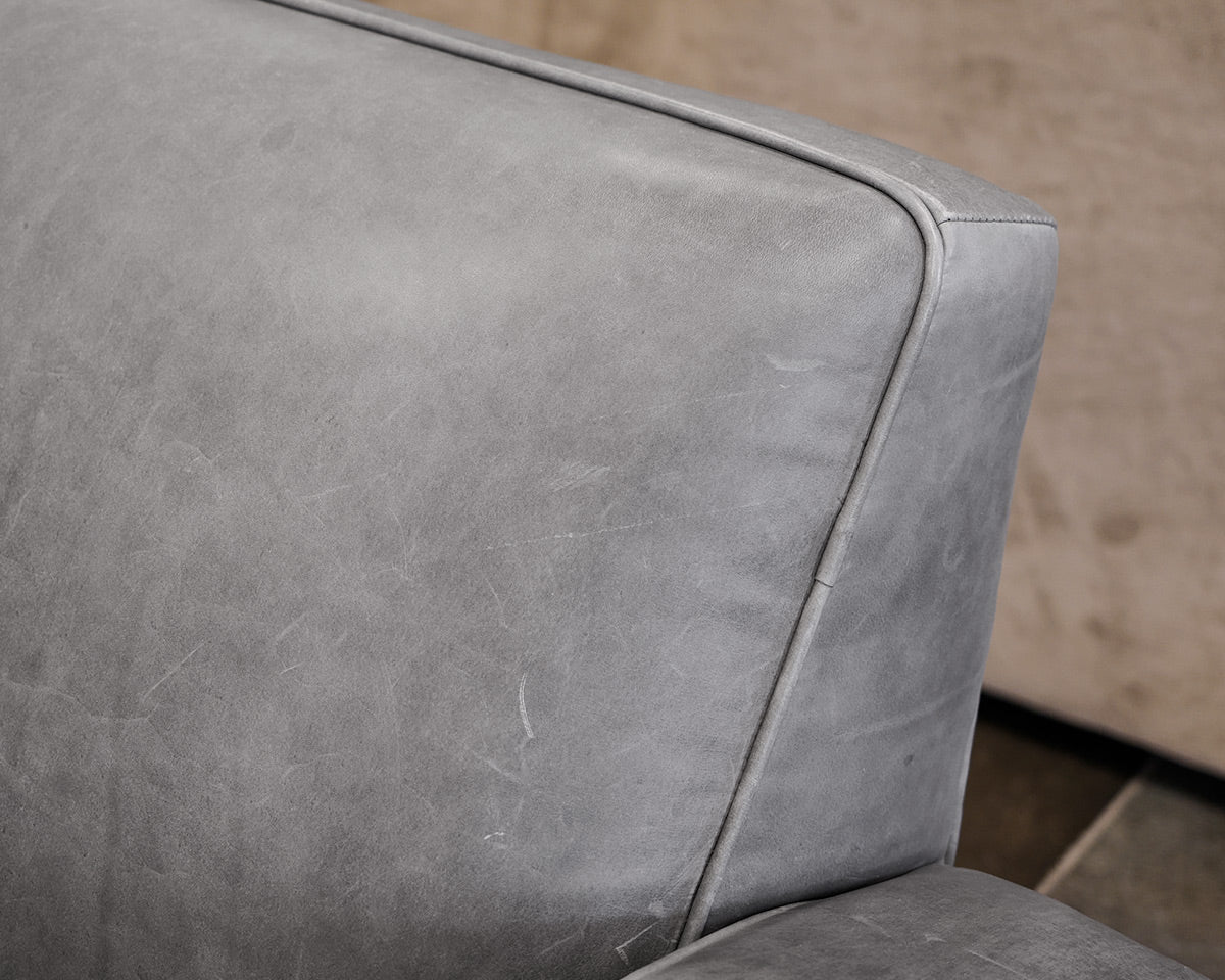 Pair of Restoration Hardware Gray Leather Chairs