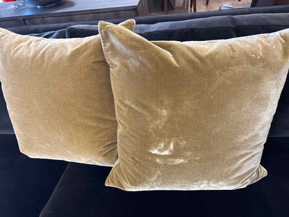 Pair of Antique Gold Velvet Accent Pillows