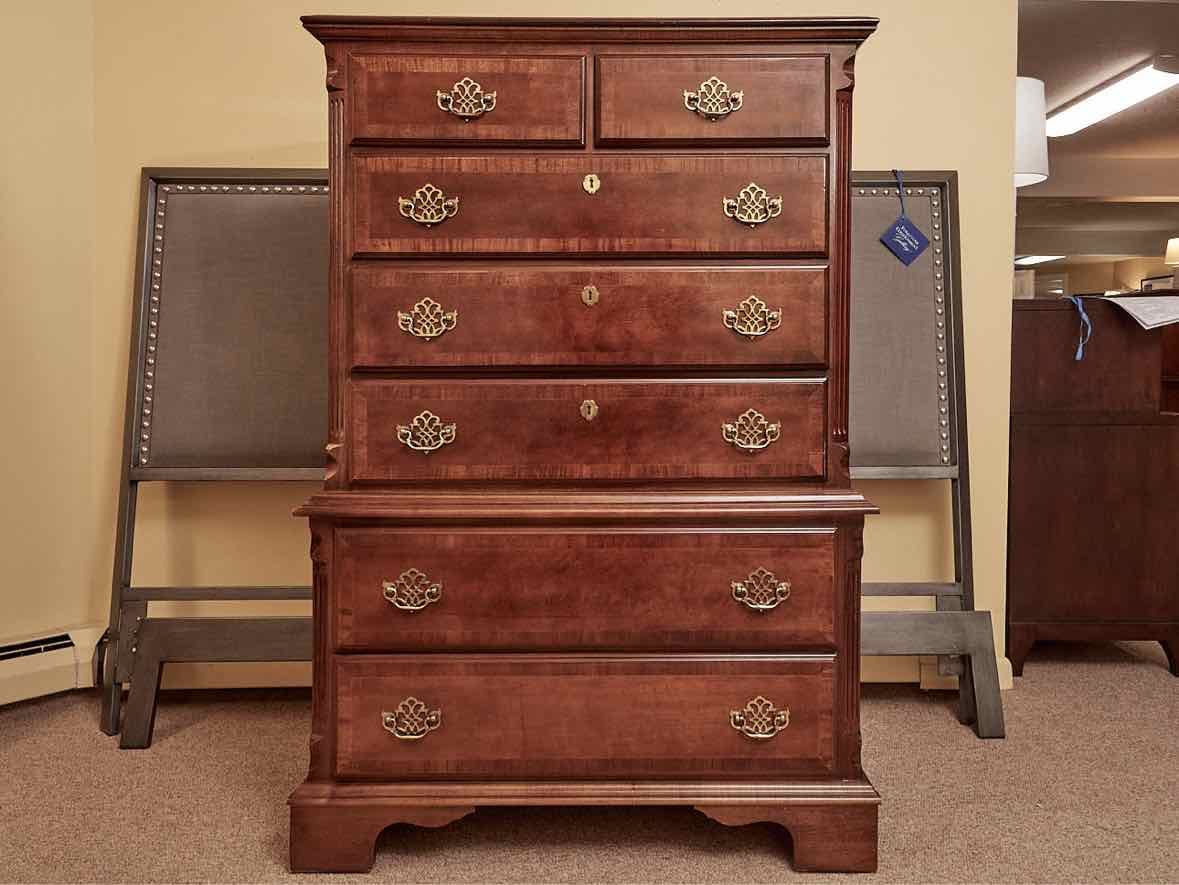 Cherry Finish 7 Drawer Chest on Chest