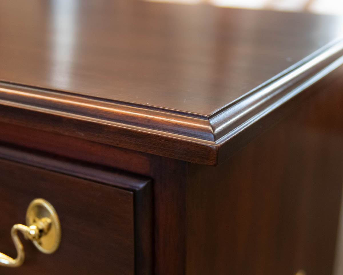 Henkel Harris Mahogany Bedside Chest with Brass Chippendale Pulls