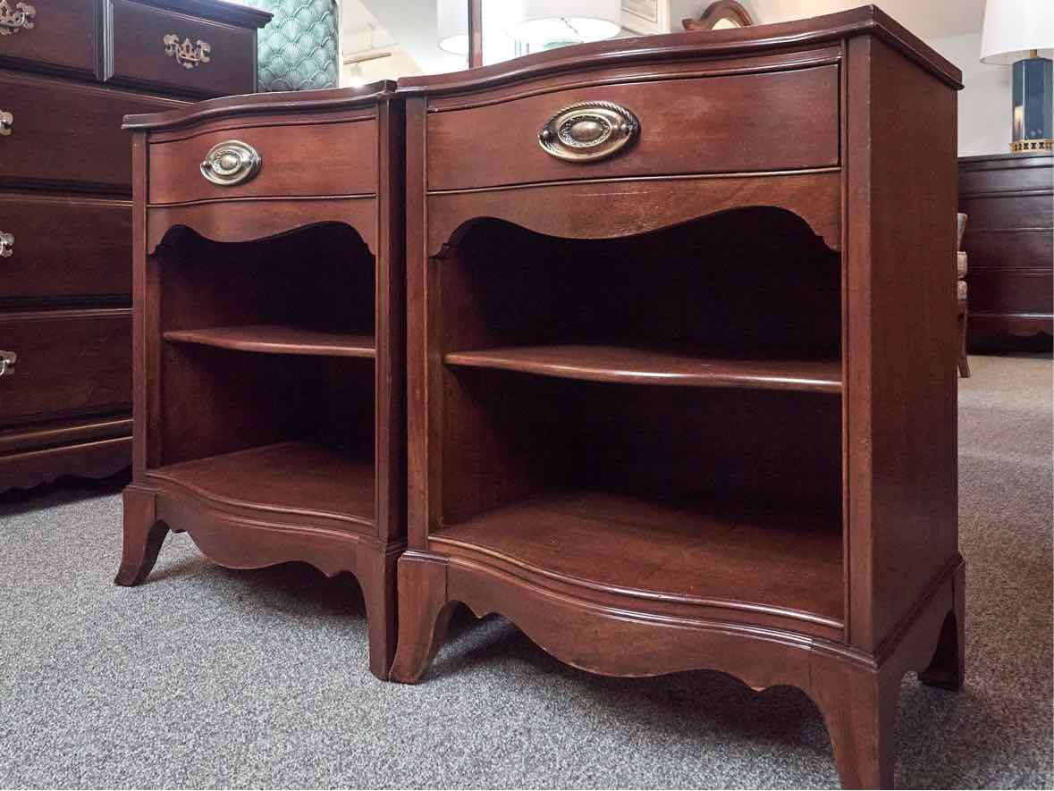 Pair of Morganton Mahogany Serpentine Nightstands