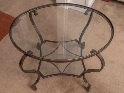 Glass Top Black Metal Base Cocktail Table