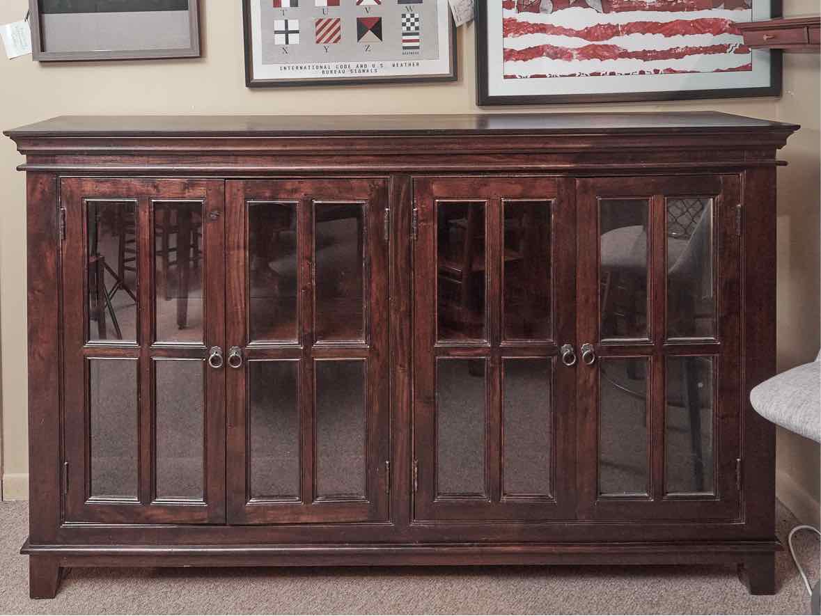 Espresso Finish 4 Window Pane Display Cabinet/Bookcase