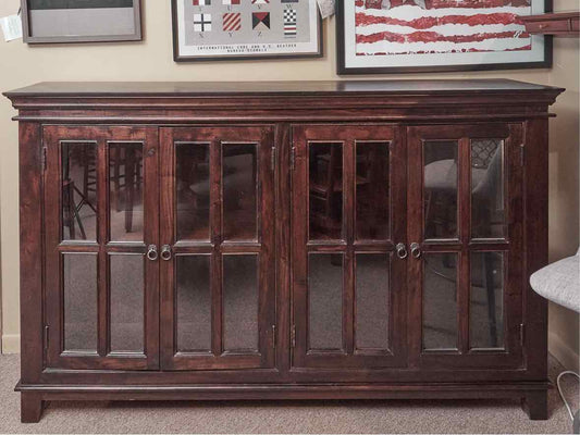 Espresso Finish 4 Window Pane Display Cabinet/Bookcase