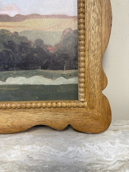 Set of Two Natural Wood Framed Landscape