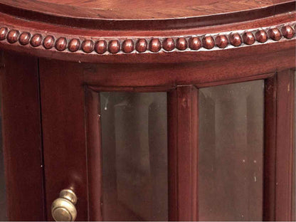 Soild Mahogany Oval Beveled Glass Door Curio Cabinet
