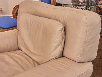 Italian Dove Taupe Bonded Leather Chair and Ottoman