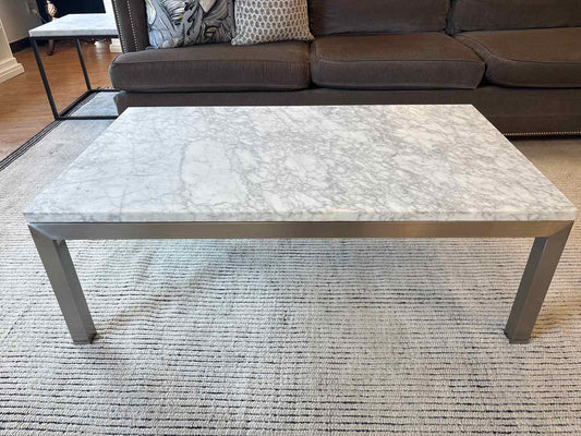 Crate & Barrel 'Parsons' Marble Top Coffee Table
