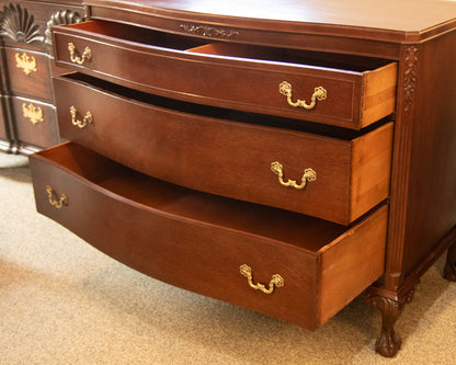Mahogany 3 Drawer Dresser with Carving & Ball & Claw feet