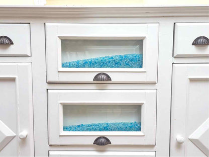 White Finish 5 Drawer 2 Door  Sideboard
