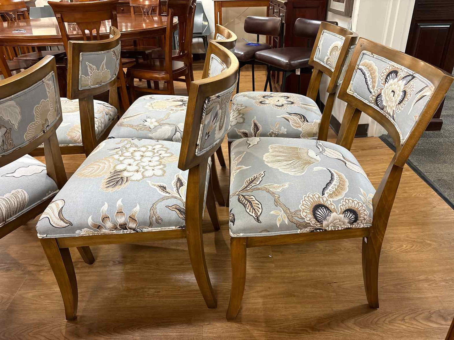 Set of 6 Floral Print Dining Chairs