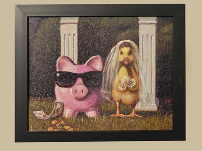 'Gold Digger' Textured Print In Black Frame