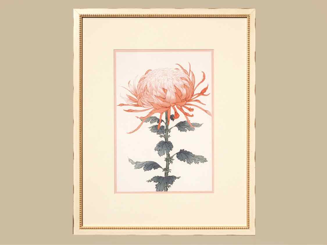 Framed Giclee:  "Asian Coral & White Flowers II"