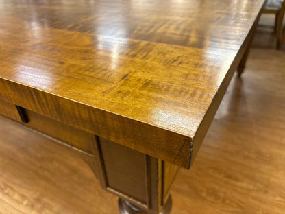 Stephen Plaud Square Tiger Maple Dining Table with 4 Drawers