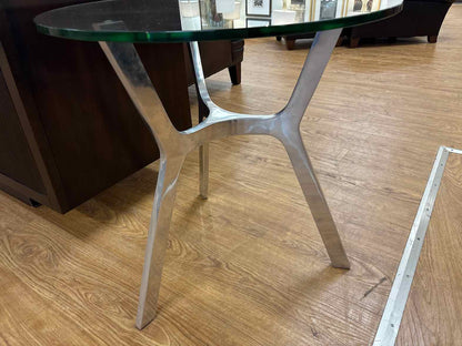 Crate & Barrel 'Elke' Glass Top Side Table