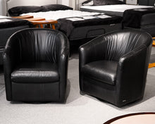 Pair of Natuzzi Barrel Leather Chairs