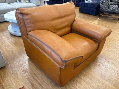 Roche Bobois 'Ascot' Cognac Leather Arm Chair