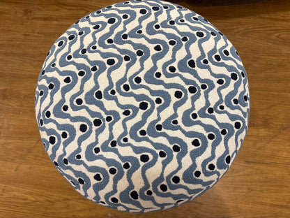 'Cas' Ottoman in Blue Swirl Pattern