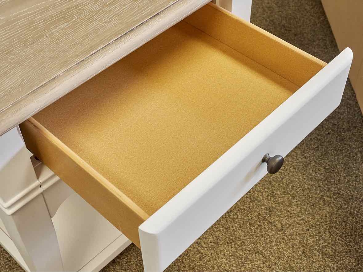Single Drawer Side Table with Driftwood Finish Top and White Base