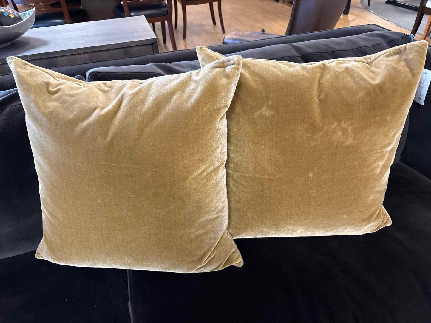 Pair of Antique Gold Velvet Accent Pillows